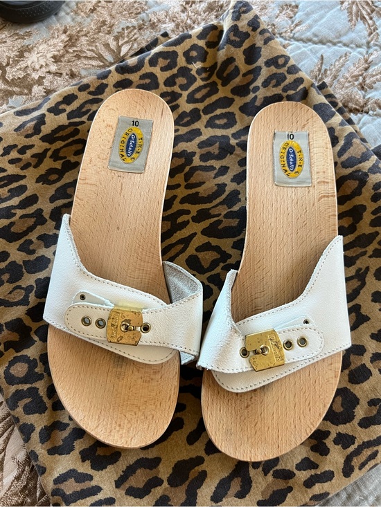 Dr. Scholl's Shoes - Vintage Dr Scholls Original Wooden Exercise Sandal Clog White Size 10